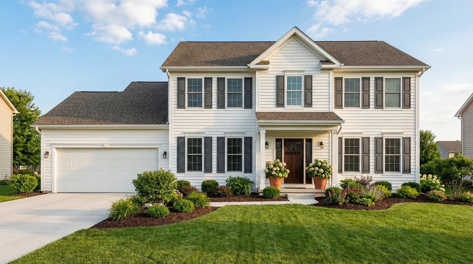 Beautifully staged colonial home with manicured landscaping ready for sale