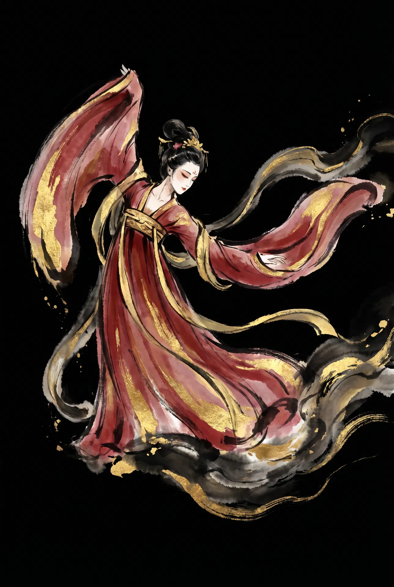 Chinese classical dancer ink art
