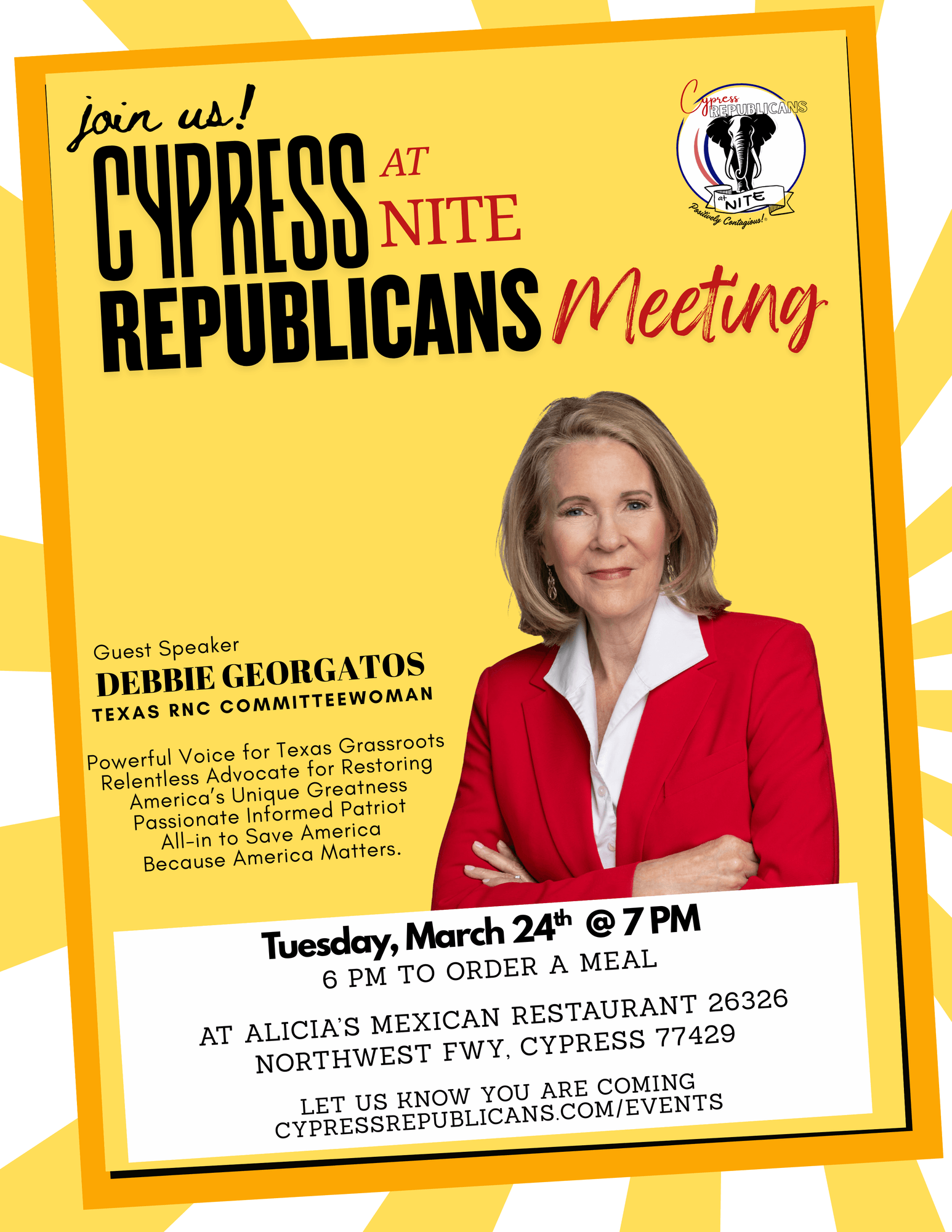 Cypress Republicans at NITE - March 24th Meeting
