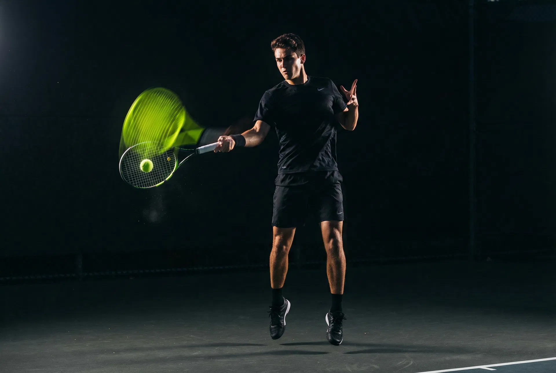 Professional tennis player in action