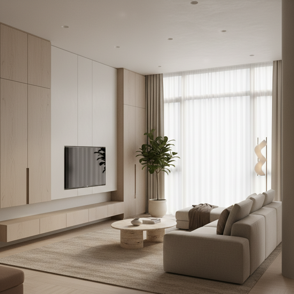 温润极简主义：全屋定制打造治愈系高阶客厅