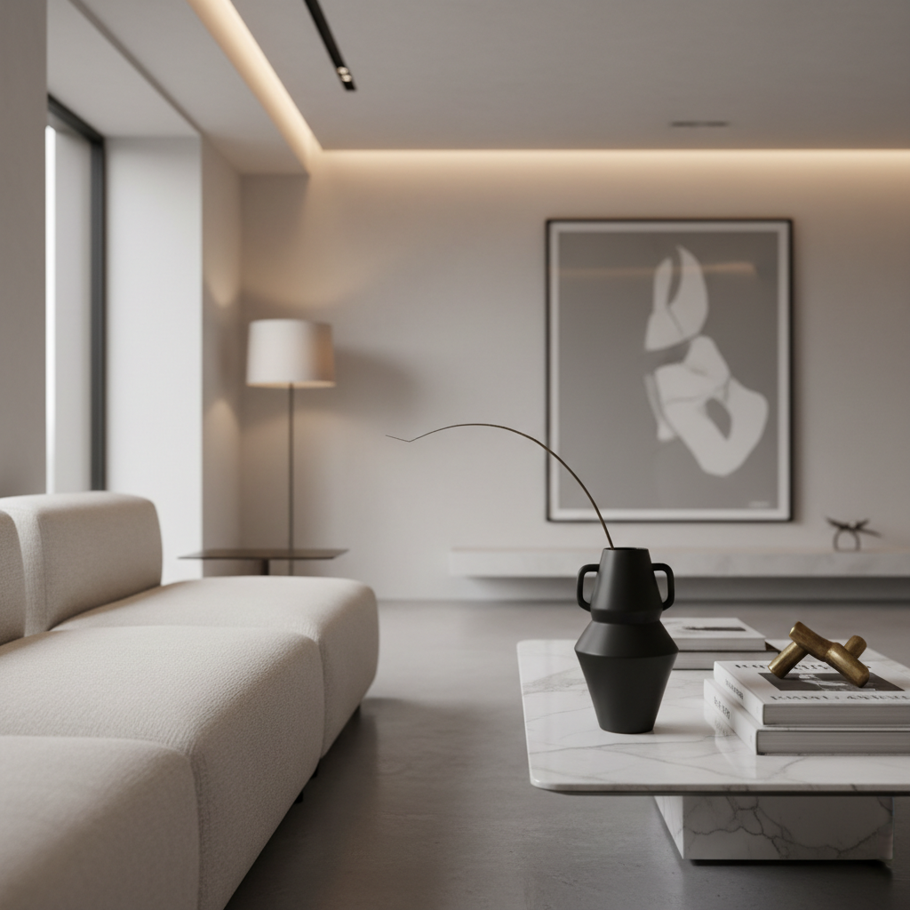 现代侘寂风客厅:极简松弛感,打造治愈系全屋定制 - 3