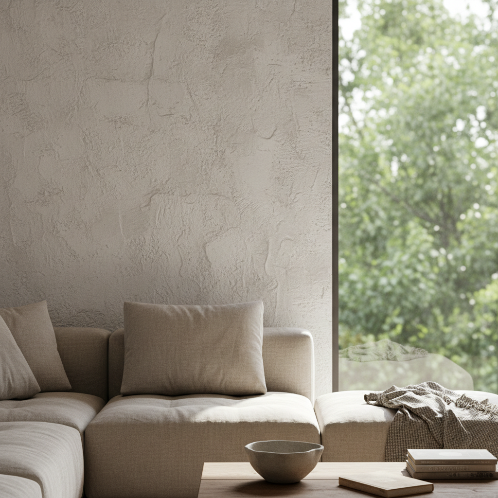 松弛感美学：侘寂风极简客厅设计，回归自然肌理与宁静的治愈空间 - 3