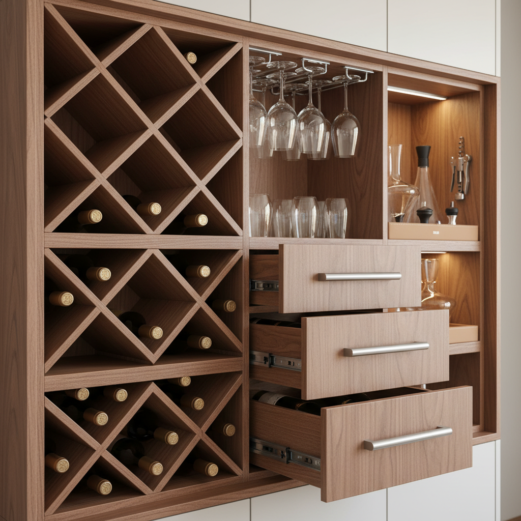 酒柜内部功能分区展示