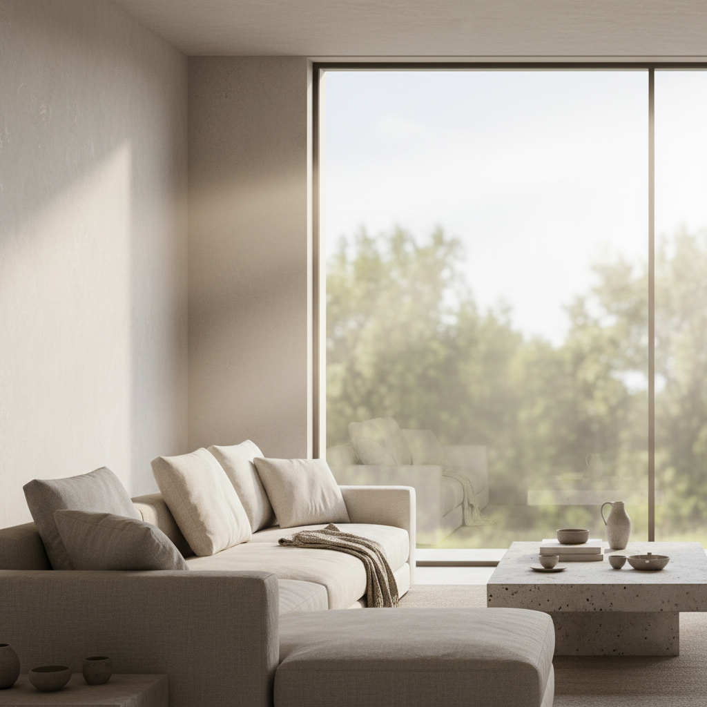 侘寂风客厅：回归本真，享受光影与自然的宁静对话 - 3