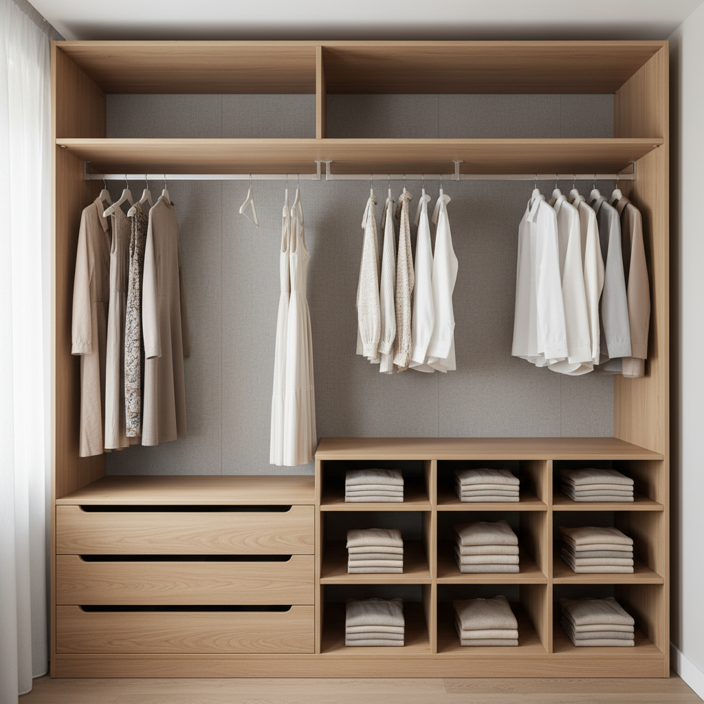 衣柜内部功能区尺寸展示