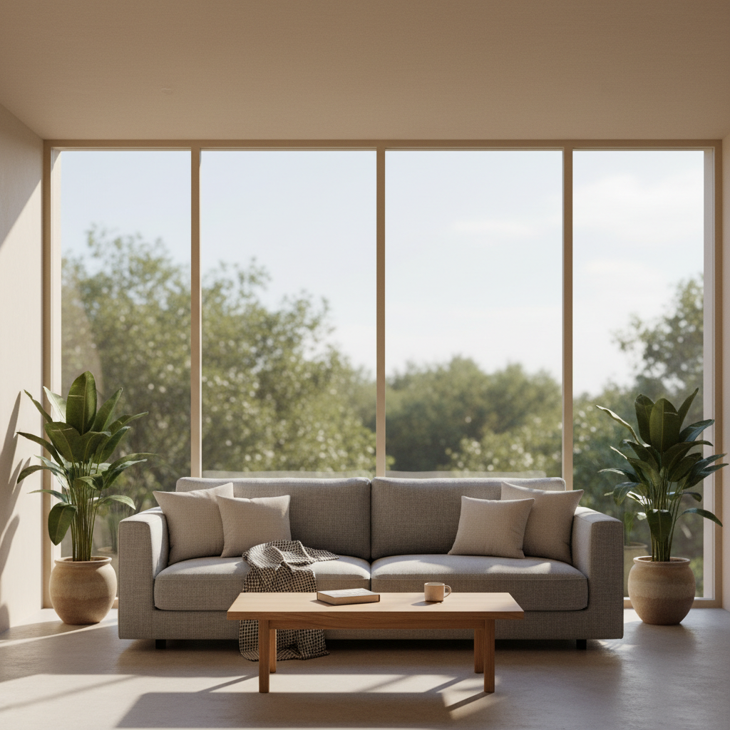 现代极简客厅：自然光影与纯粹美学，构建都市谧境 - 2