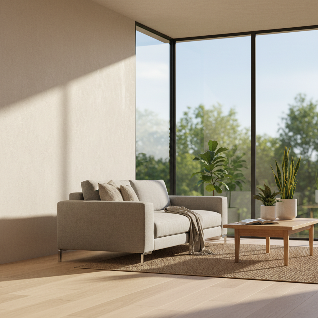 现代极简客厅：自然光影与纯粹美学，构建都市谧境 - 3