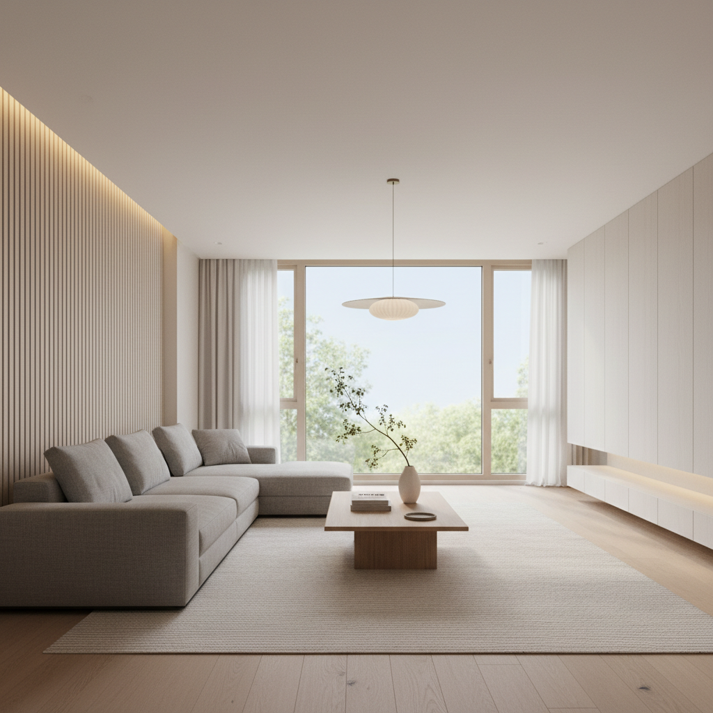 现代极简客厅：光影流转，构筑都市宁静栖所