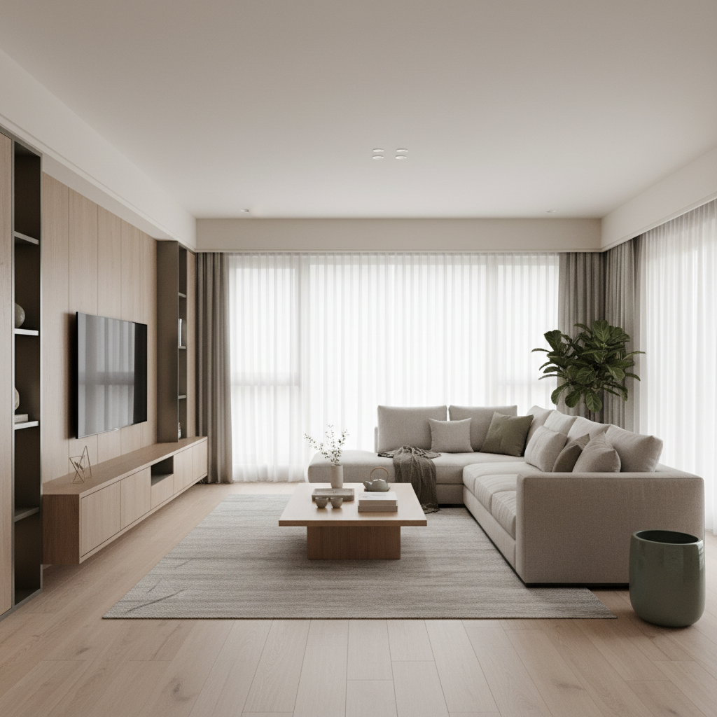 都市雅致：现代简约客厅，演绎自然与宁静的和谐