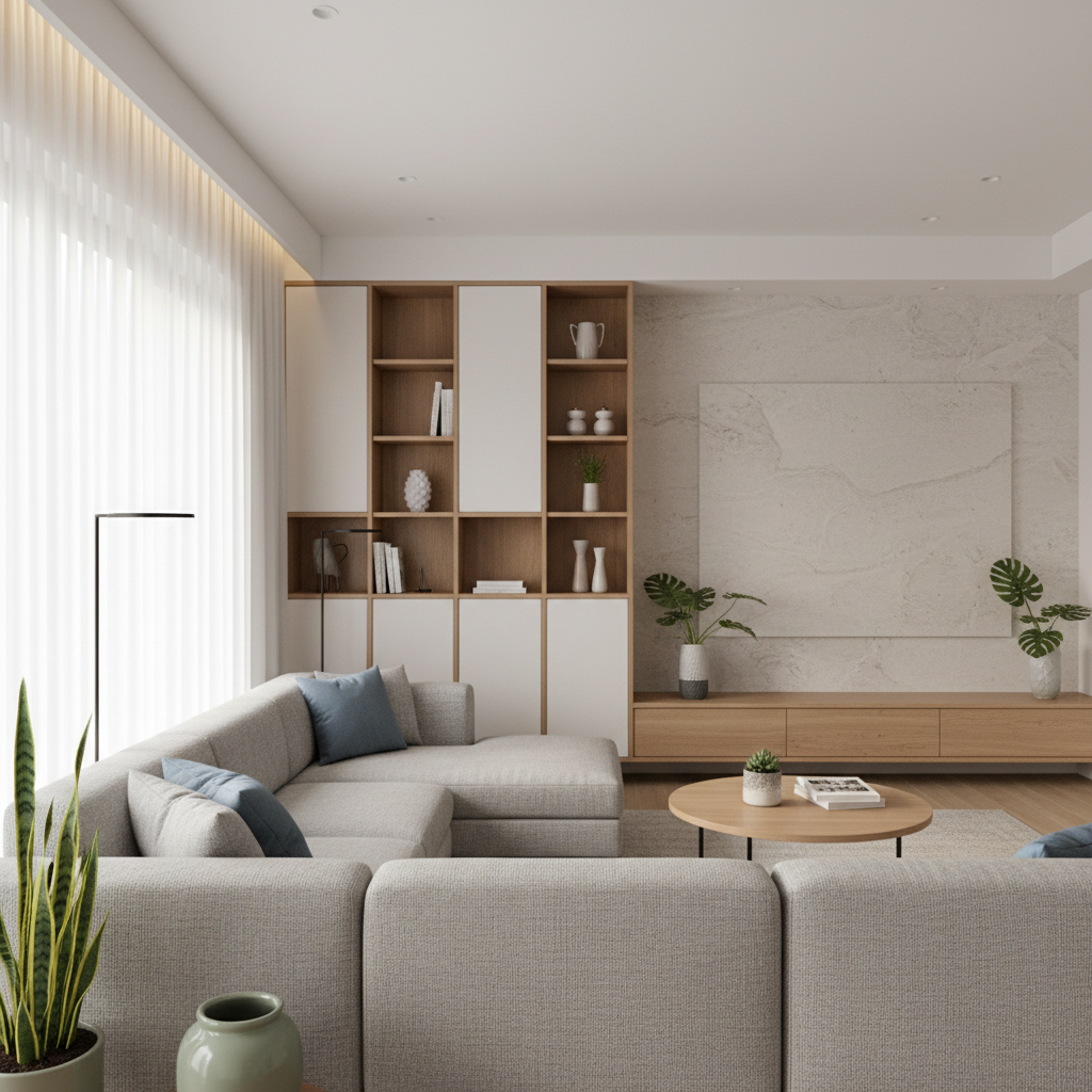 现代简约客厅：光影木韵交织，打造温馨治愈的都市栖居 - 2