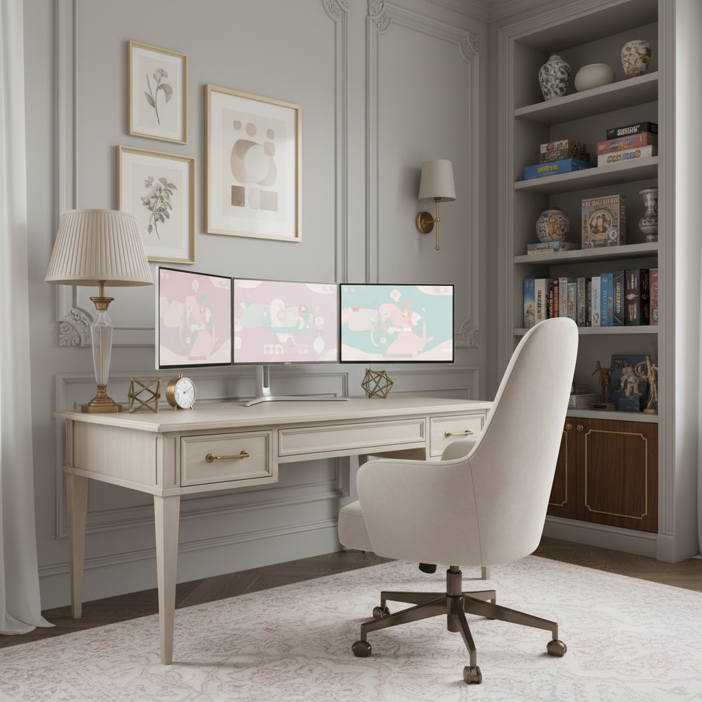 轻法式电竞房:浪漫优雅与科技沉浸的融合 - 3