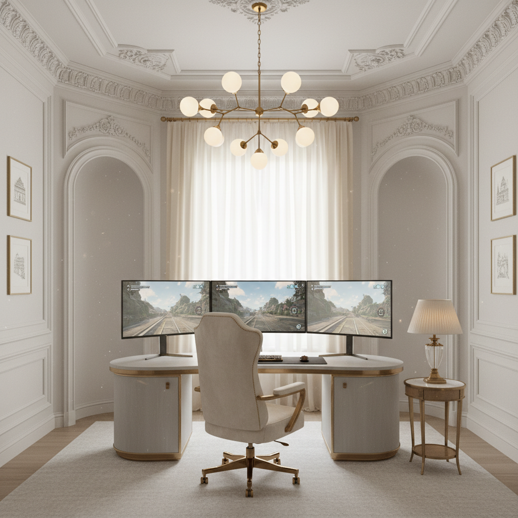 浪漫与科技交织：启蔻轻法式电竞房，尽享优雅沉浸