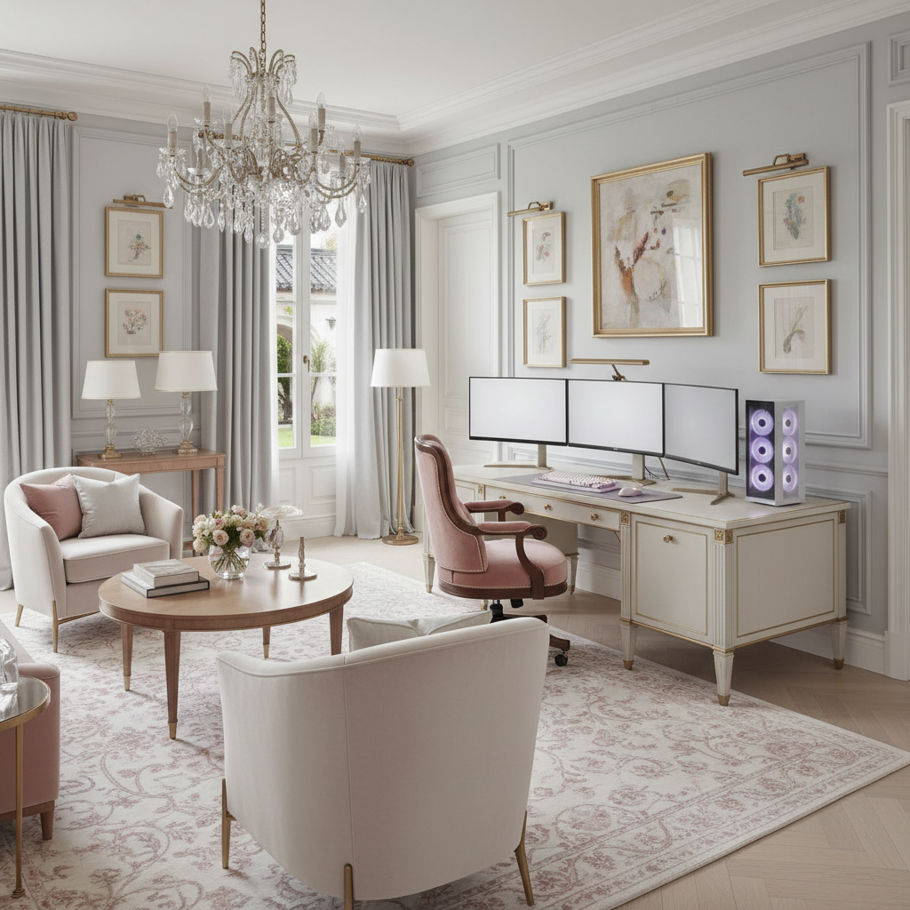 浪漫与科技的交织：轻法式电竞房，优雅格调与沉浸体验