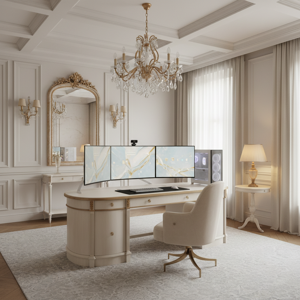 轻法式电竞空间：优雅格调与沉浸竞技的融合