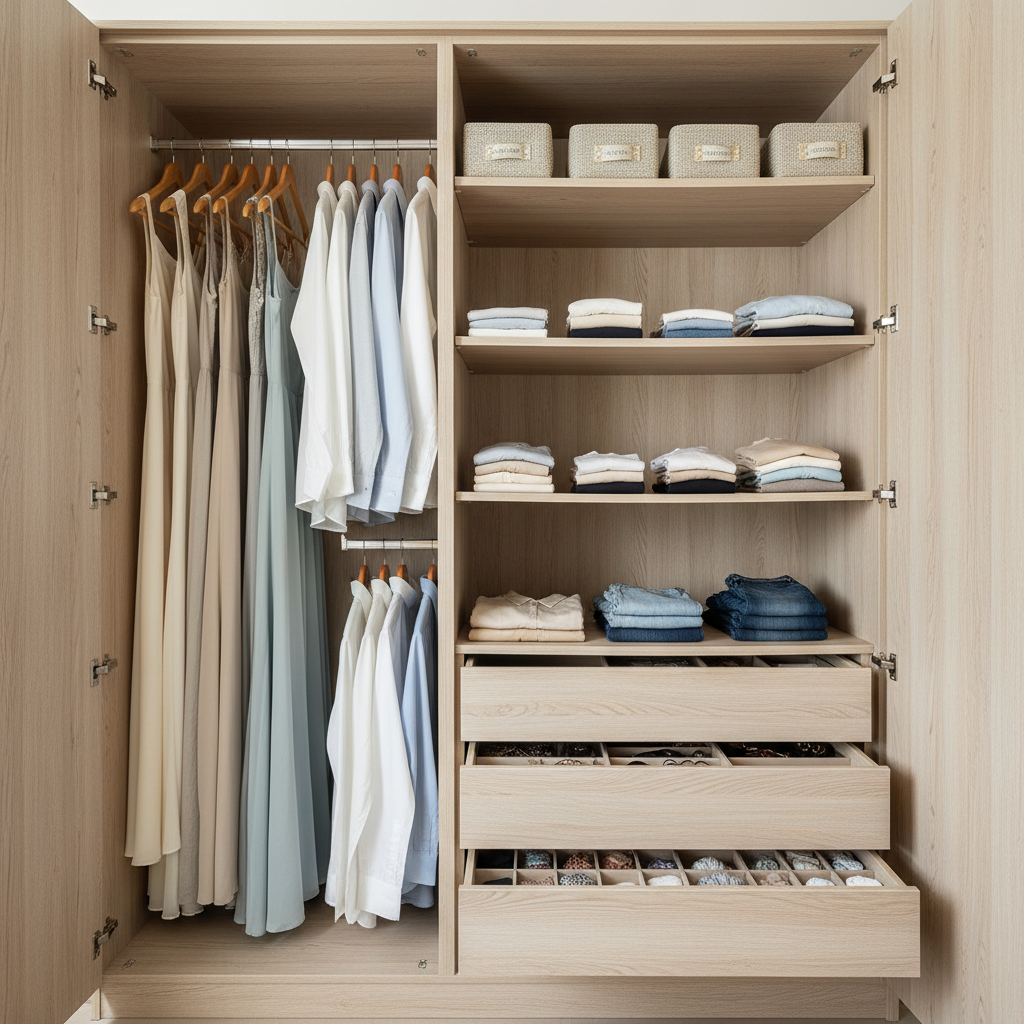 衣柜内部功能分区展示