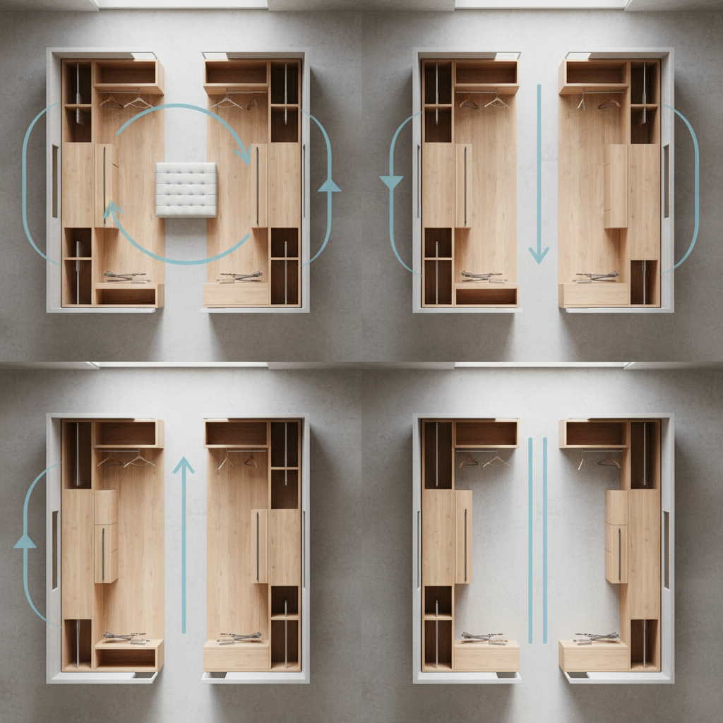 衣帽间动线规划示意