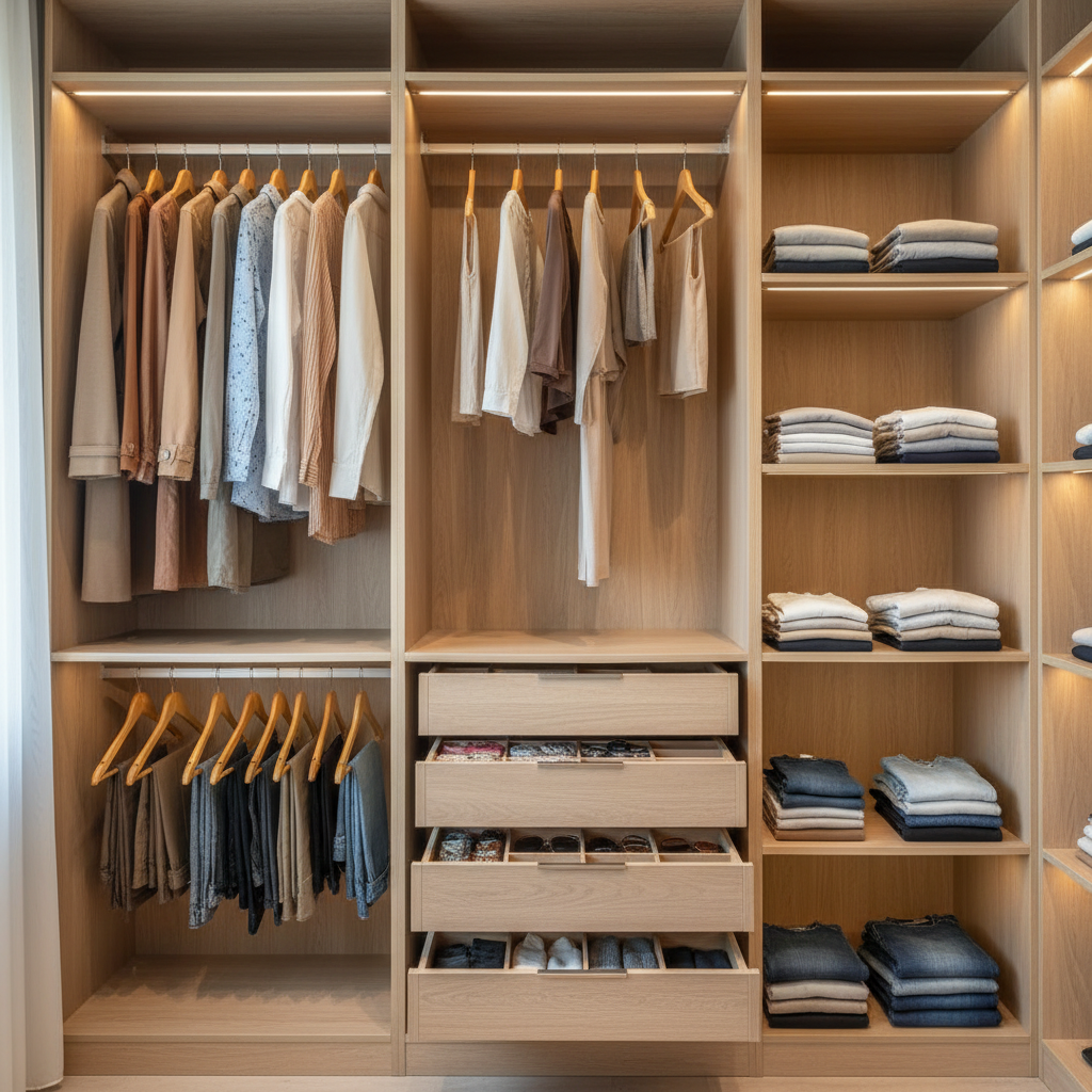 衣帽间精细分区展示