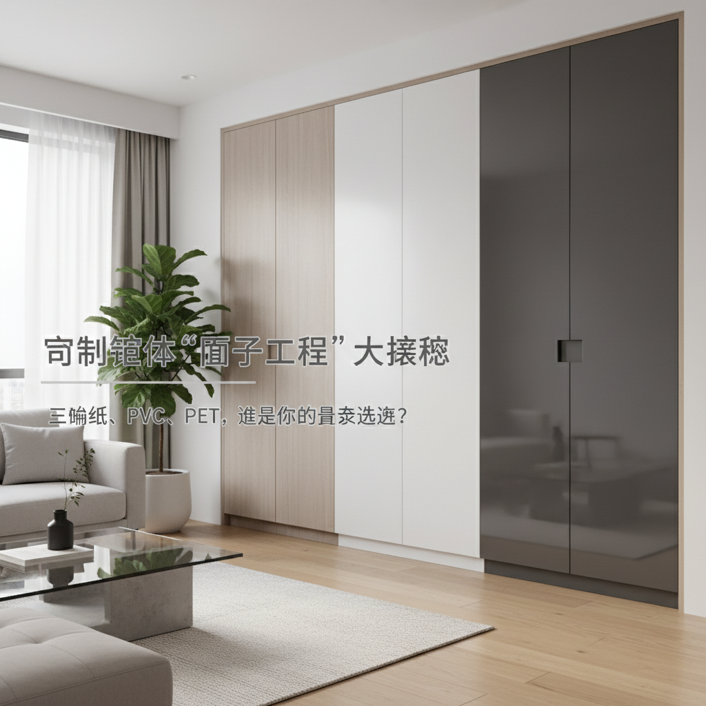 定制柜体“面子工程”大揭秘：三胺纸、PVC、PET，谁是你的最佳选择？