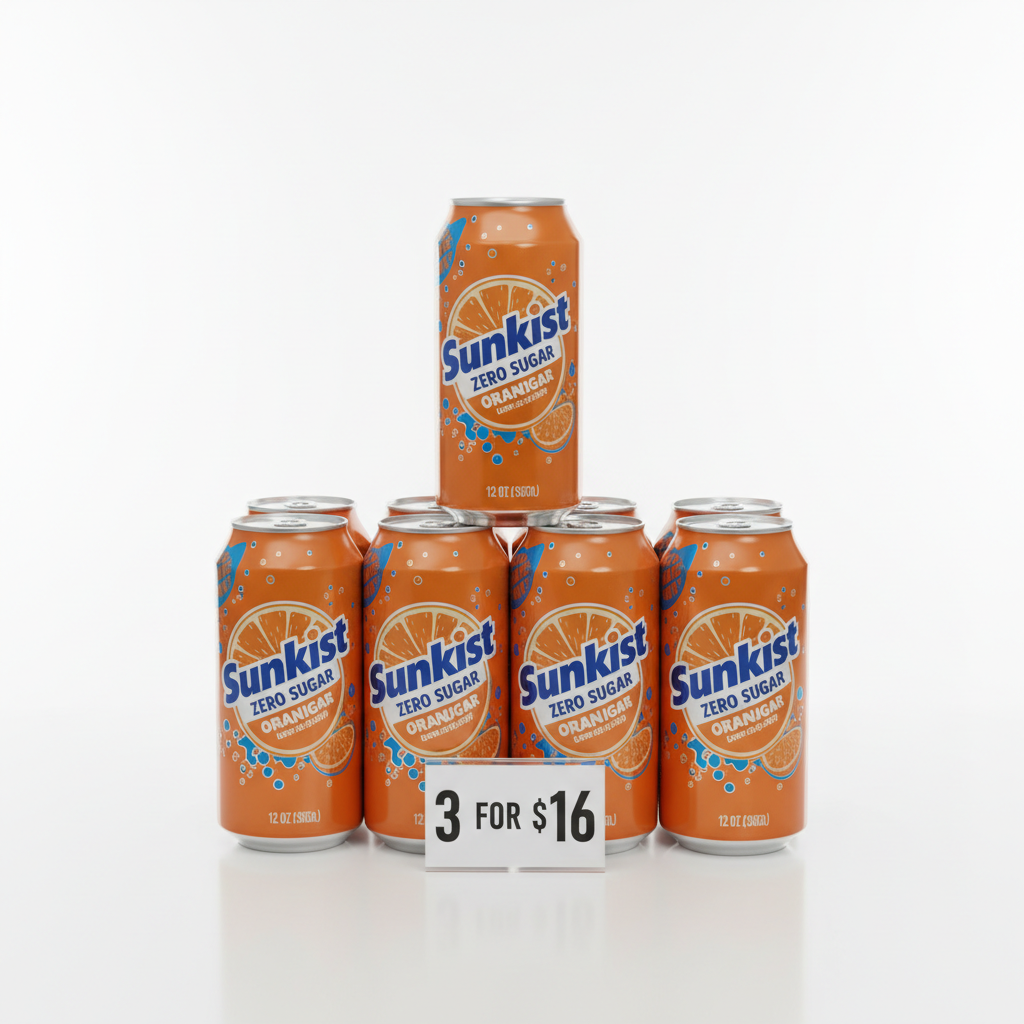 12-Pack 12-Oz Sunkist Zero Sugar Orange Soda 3 for $16