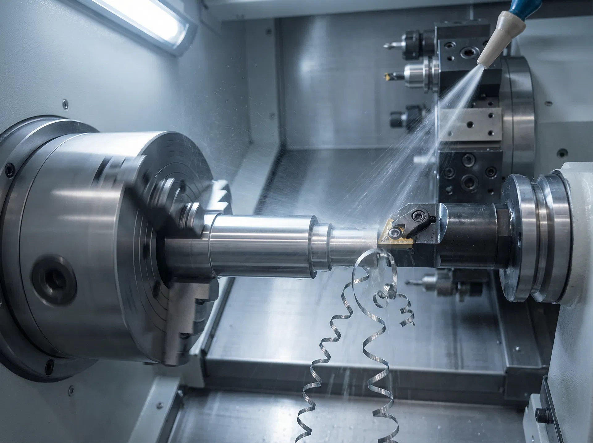CNC turning operation producing precision parts