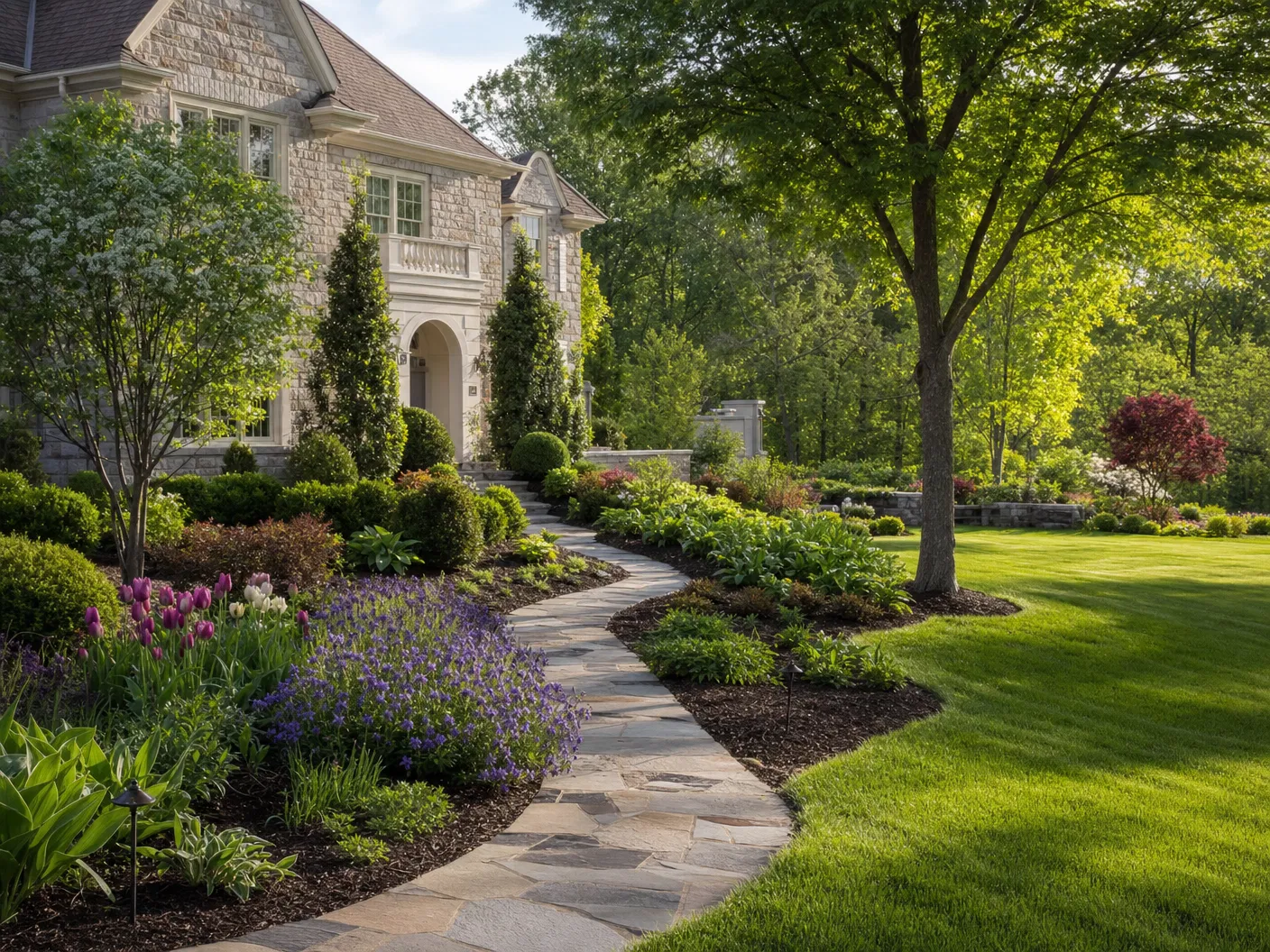 Beautiful landscape design and installation by Big League Lawns