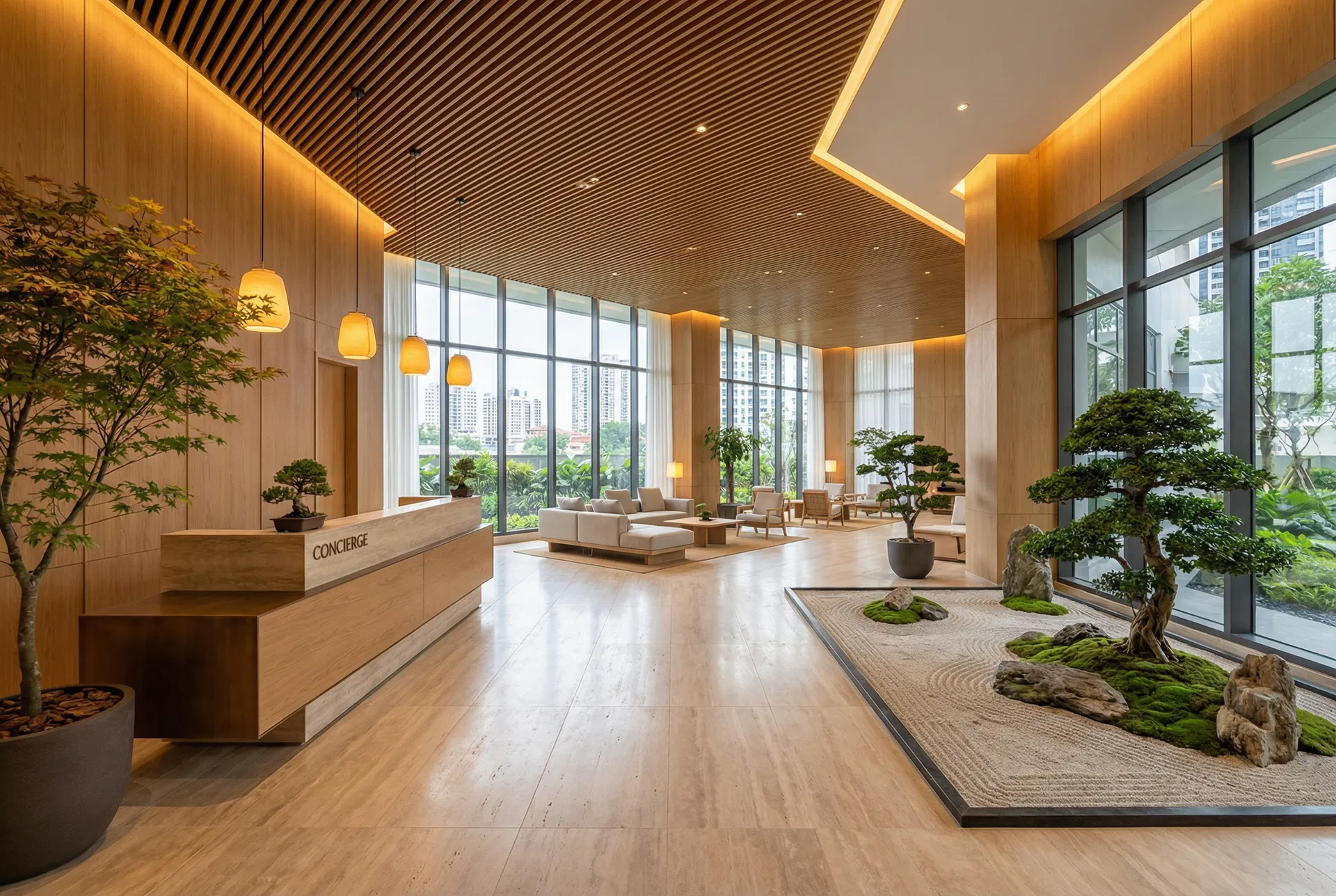 M Grand Minori grand lobby with Japanese Muji-inspired design