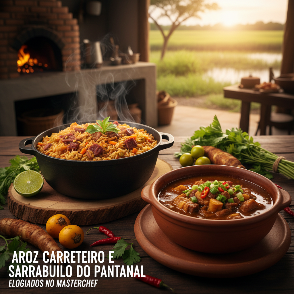 Arroz carreteiro e sarrabulho do Pantanal são elogiados no Masterchef