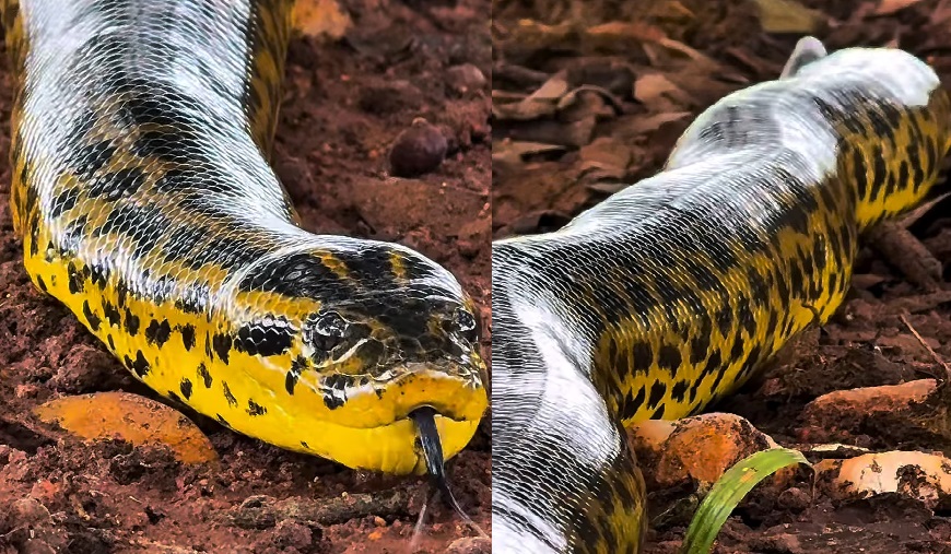 Guia filma sucuri-amarela gigante no Pantanal e vídeo viraliza