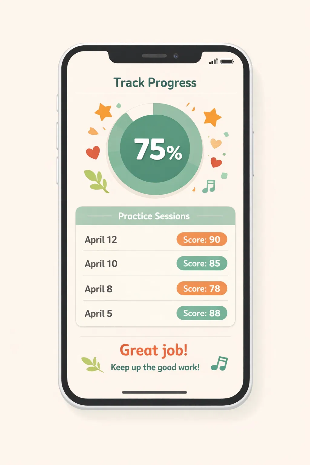 Track progress screen