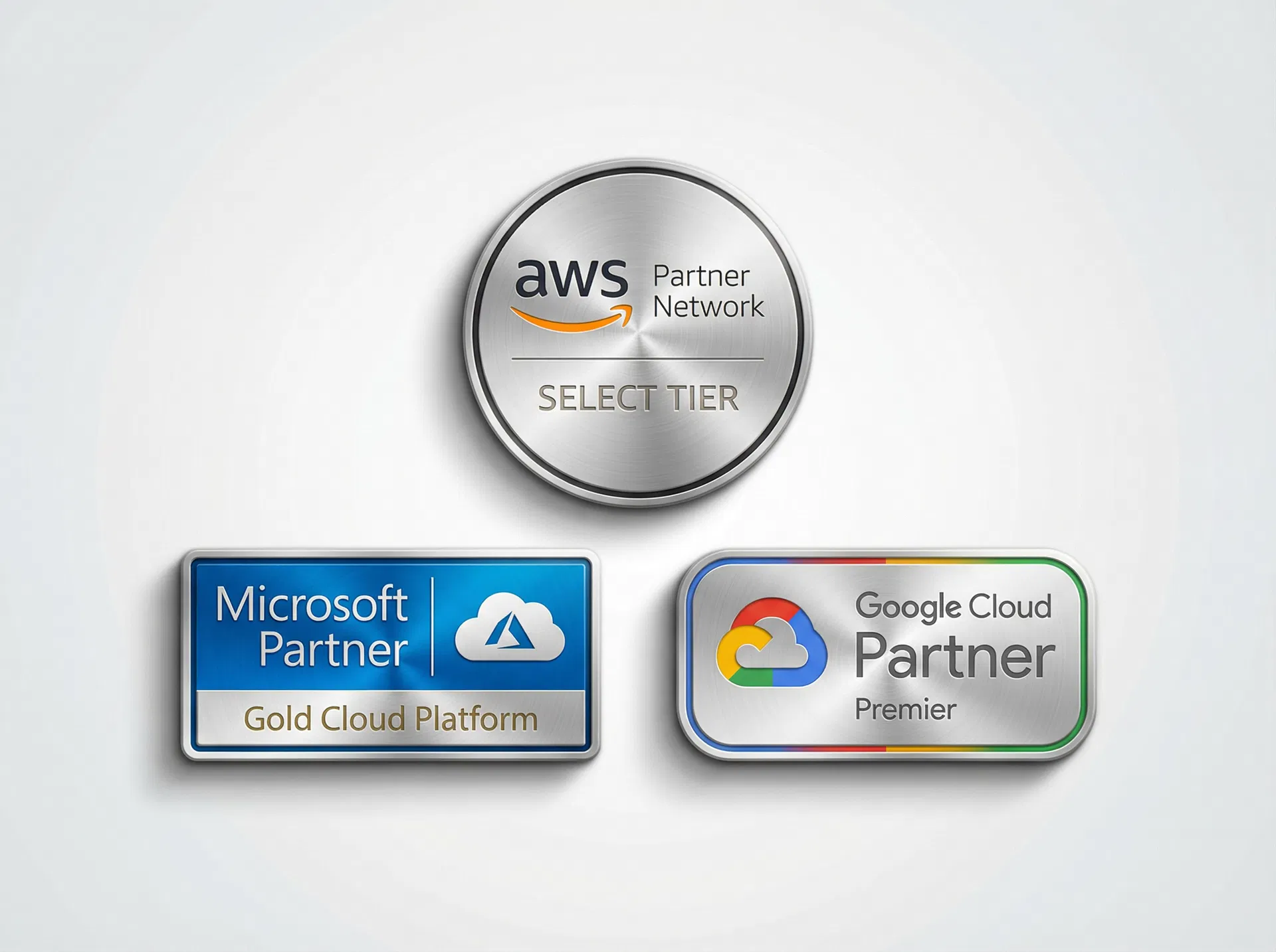 CSP Partnership Badges — AWS, Microsoft Azure, Google Cloud