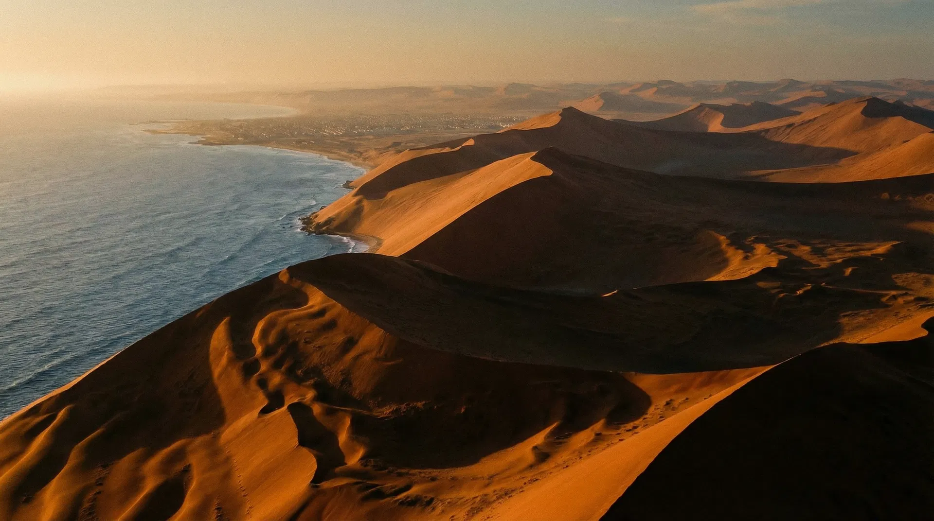 Namib Desert dunes at golden hour