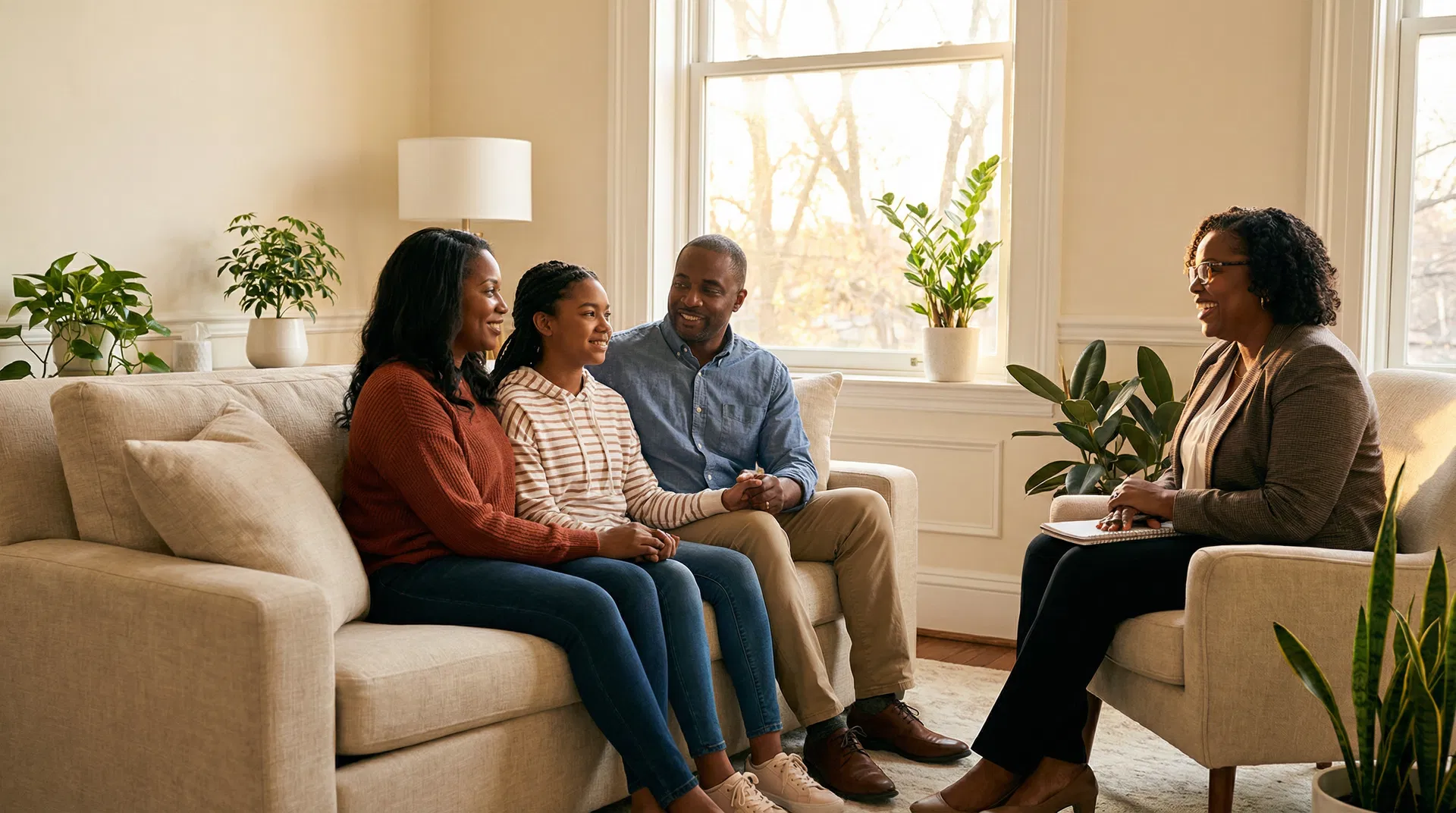 Family in therapy session