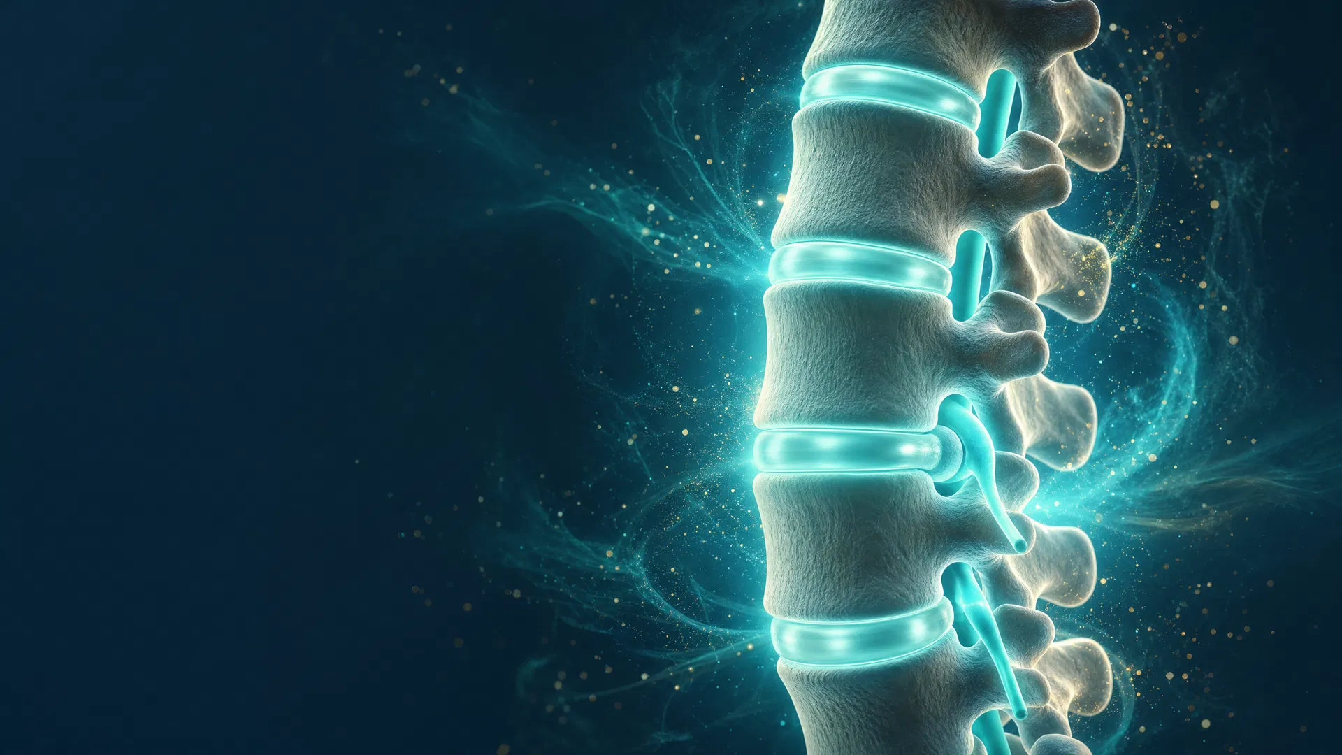 Coluna vertebral saudável com discos hidratados — representação de recuperação e saúde da coluna