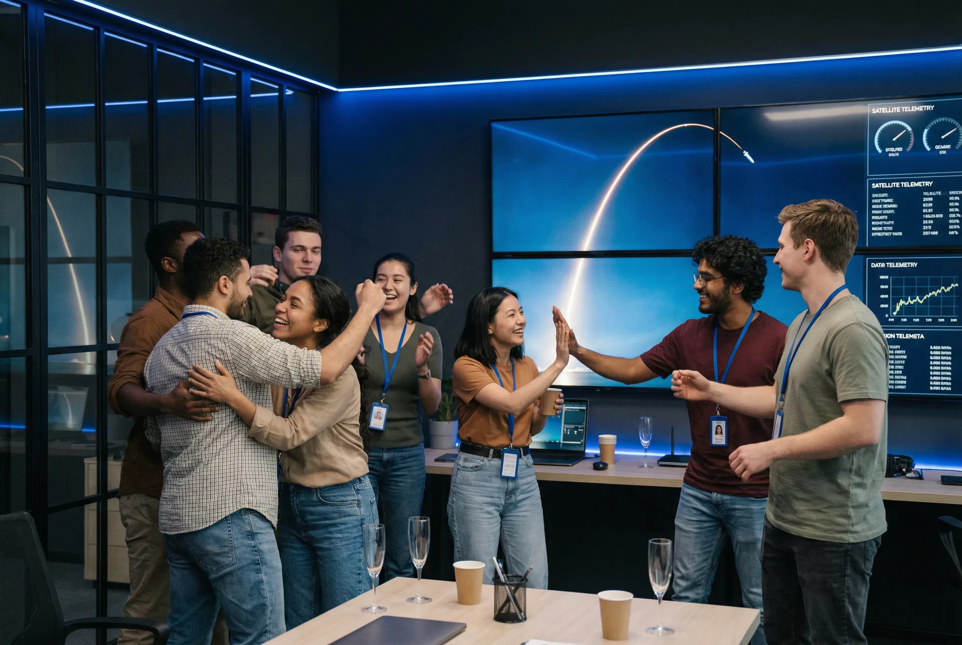 OculloSpace team celebrating launch