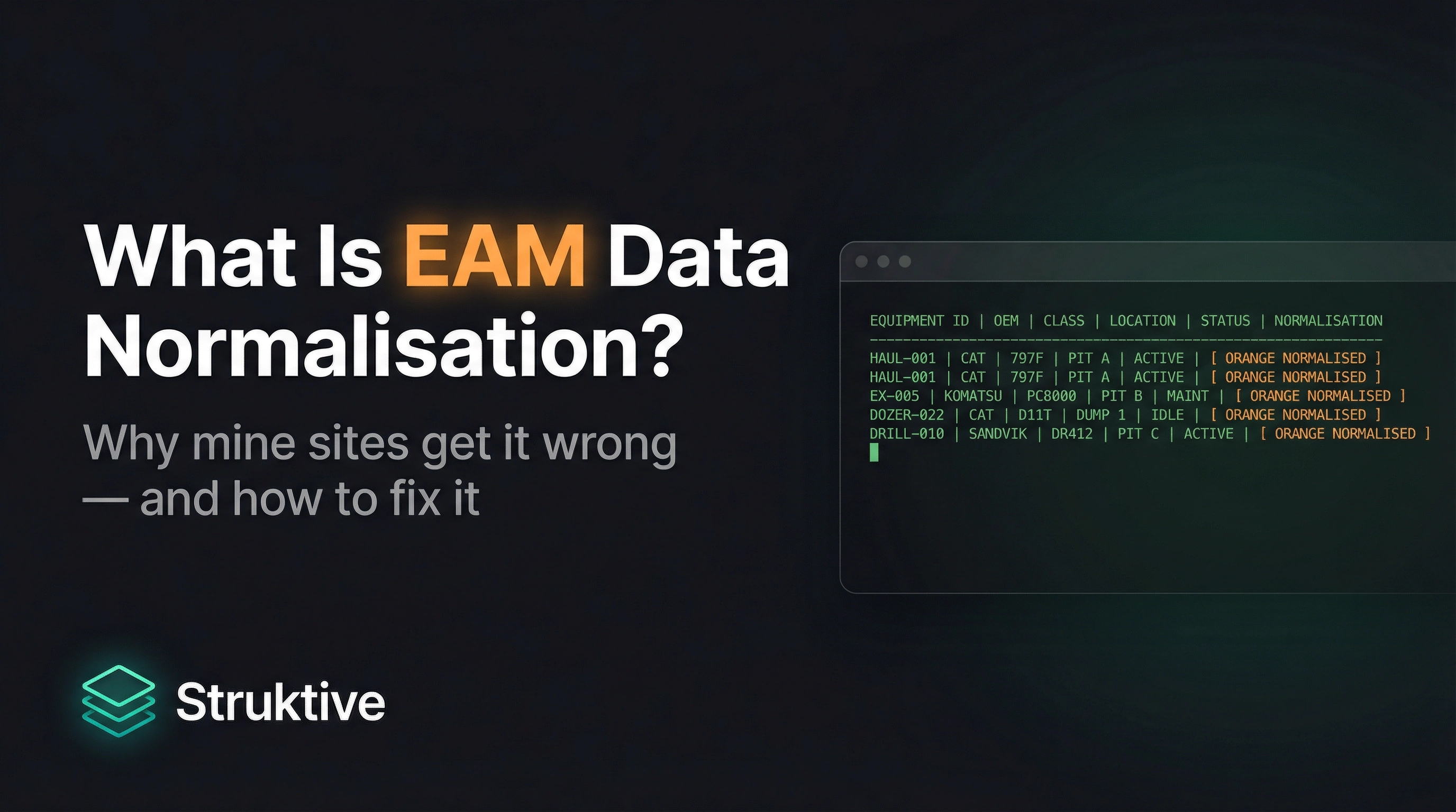 EAM Data Normalisation for Mine Sites | Struktive