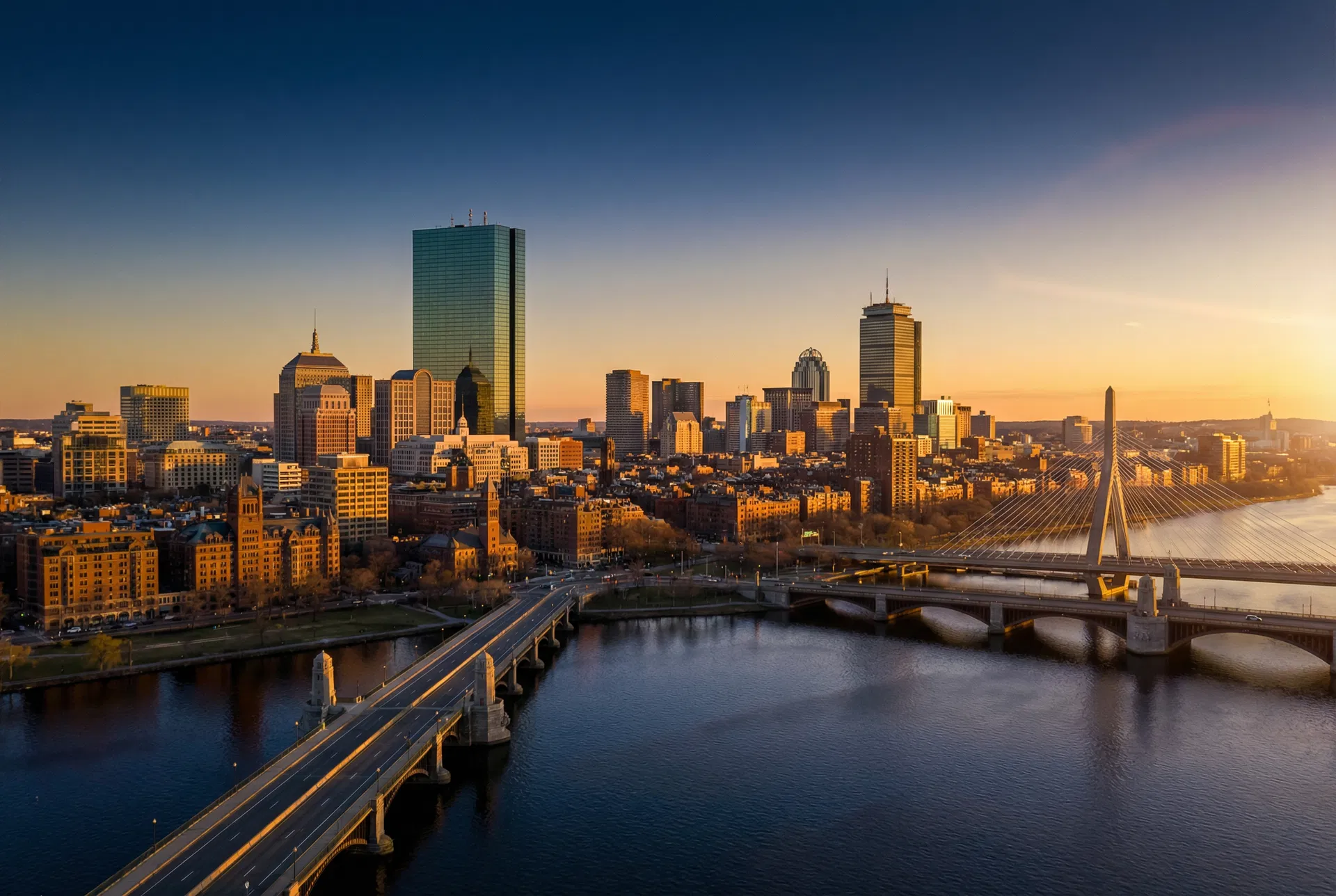 Boston skyline at dusk
