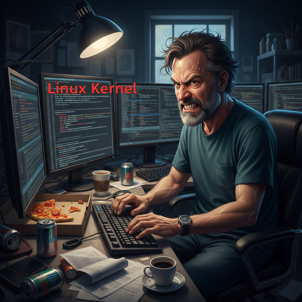 Linus Towardz creating linux kernel in fury