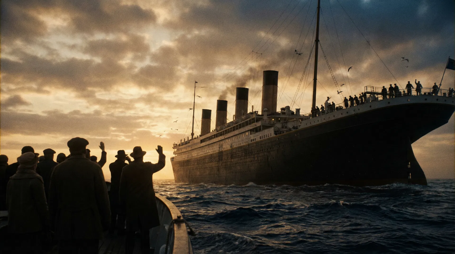 Steamship crossing the Atlantic