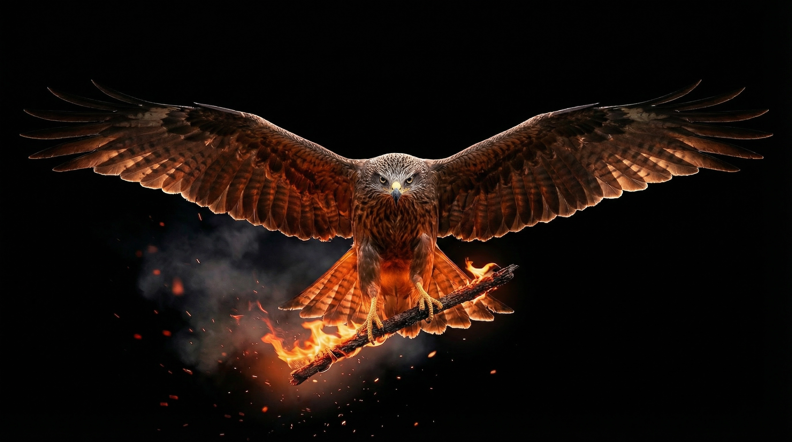 A firehawk carrying a burning stick