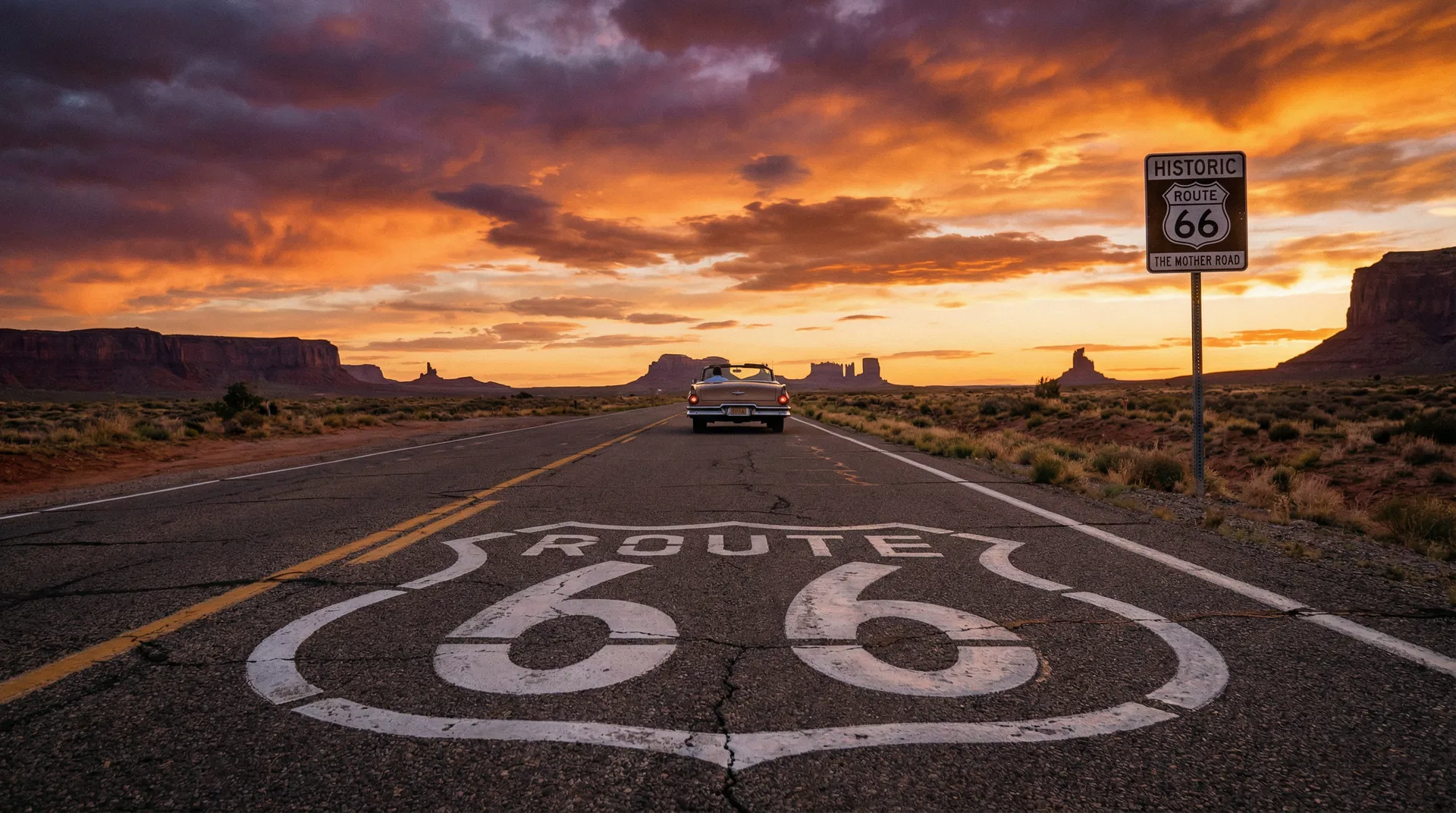 Route 66 at sunset