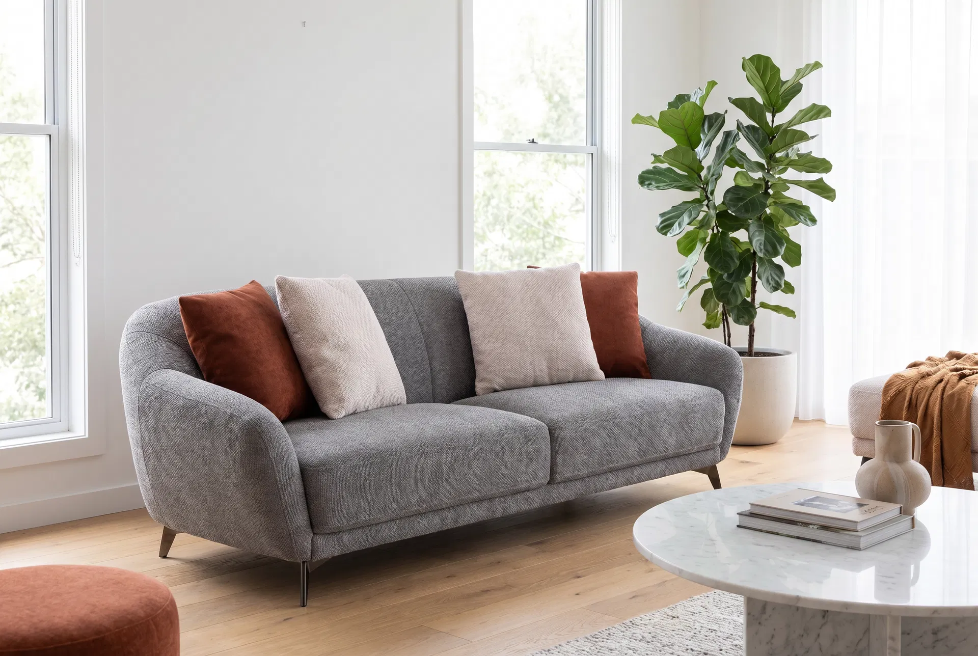 Silver Cloud Boucle Sectional - lifestyle view by FOBOO