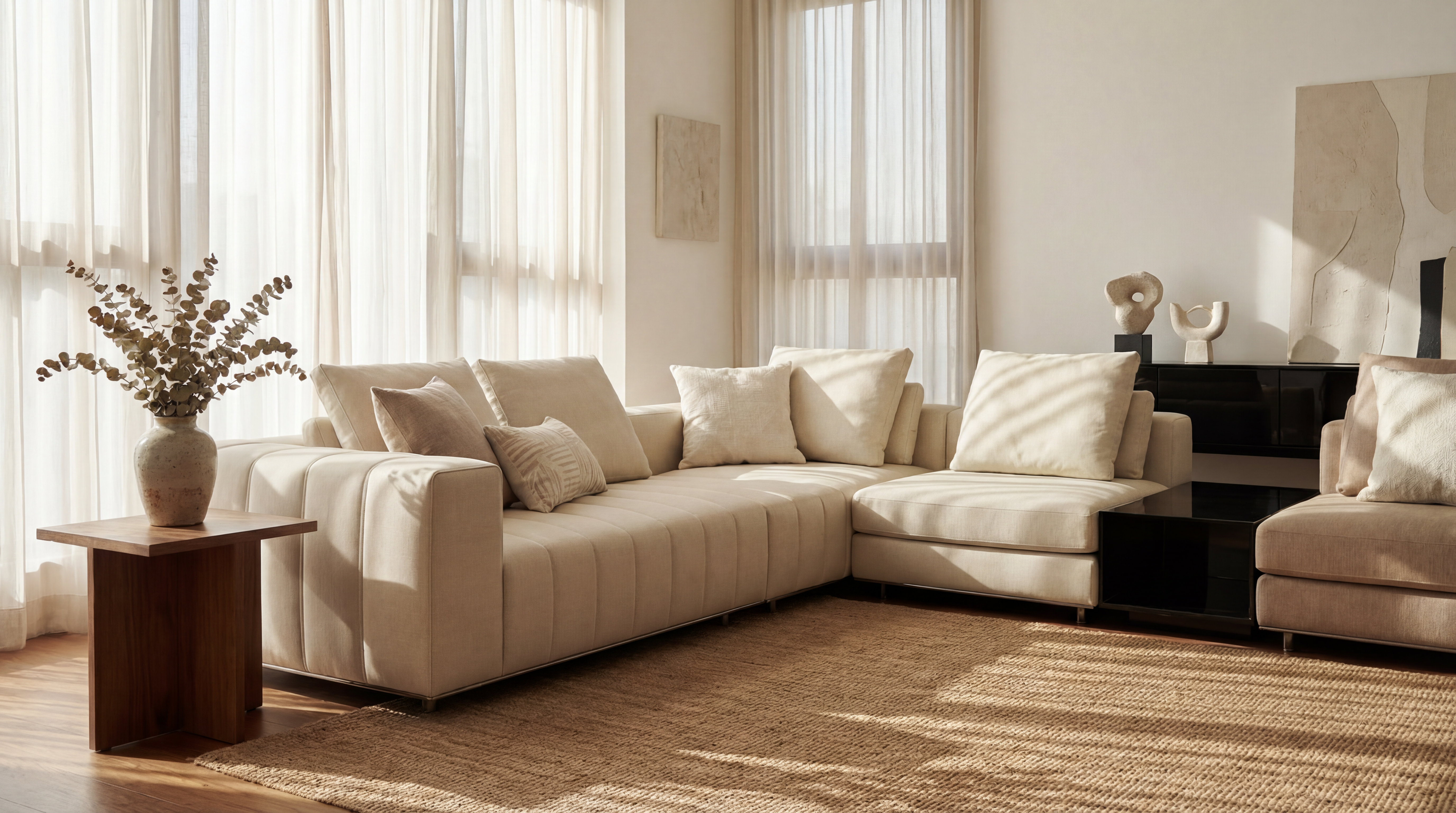 Piano Key Sectional Sofa - lifestyle view by FOBOO