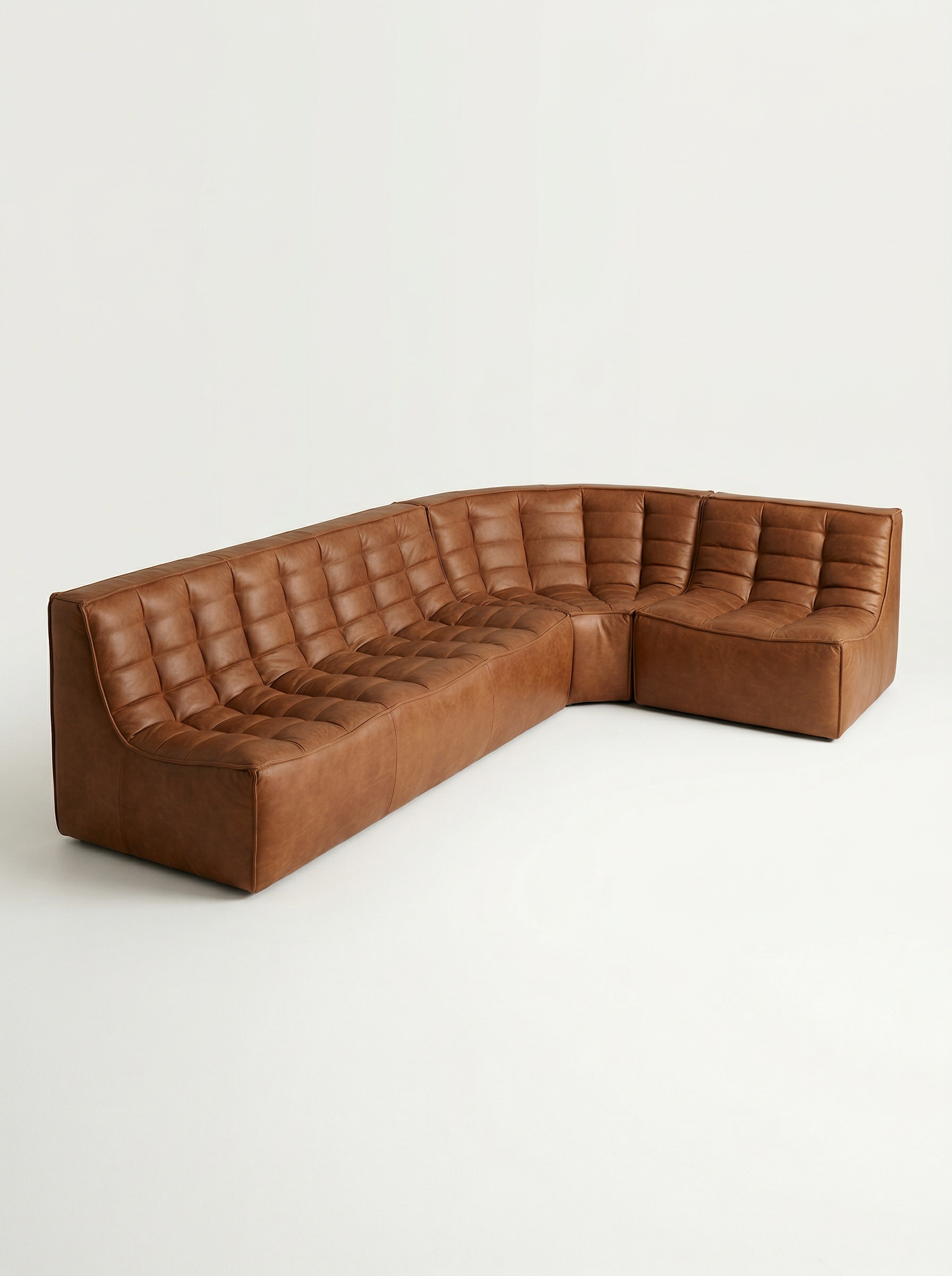 Waffle Leather Sofa - FOBOO designer furniture