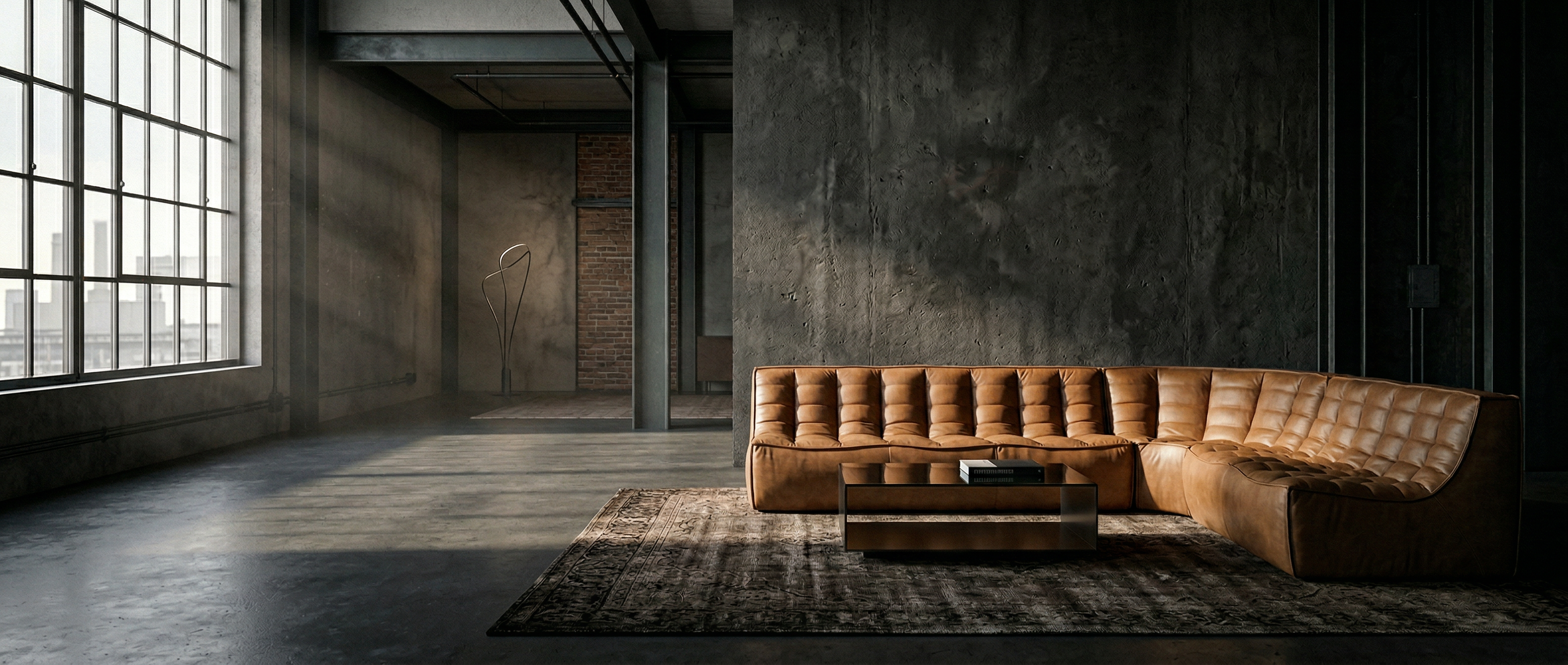 The Waffle Leather Sofa hero shot showcasing premium design