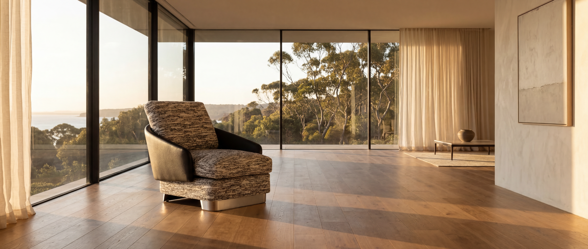 The Meridian Accent Chair - cinematic hero shot