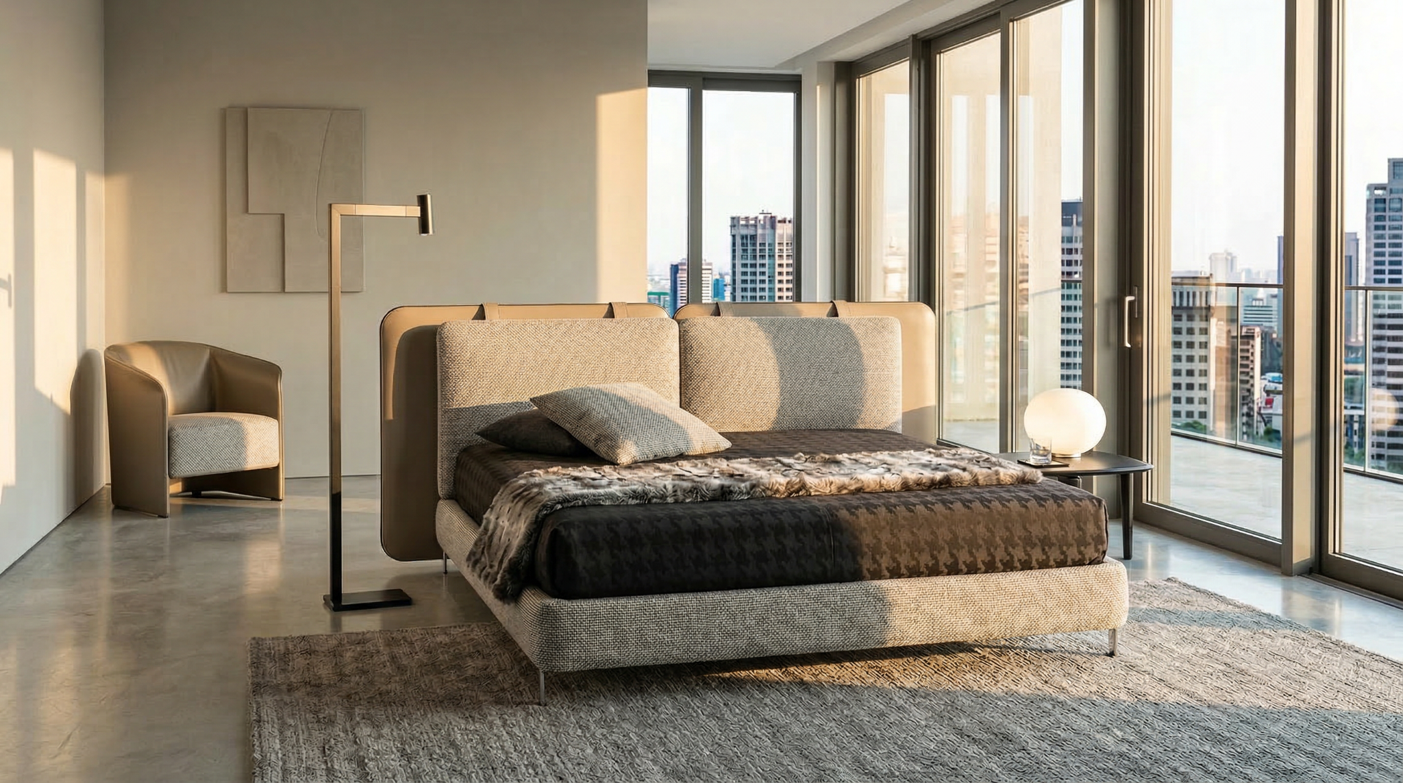 Nova Upholstered Bed - lifestyle view by FOBOO
