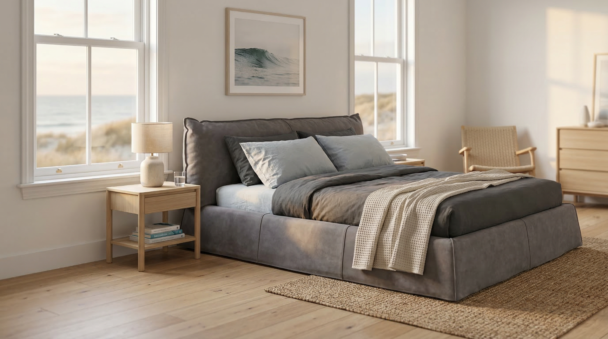 Luna Upholstered Bed - lifestyle view by FOBOO