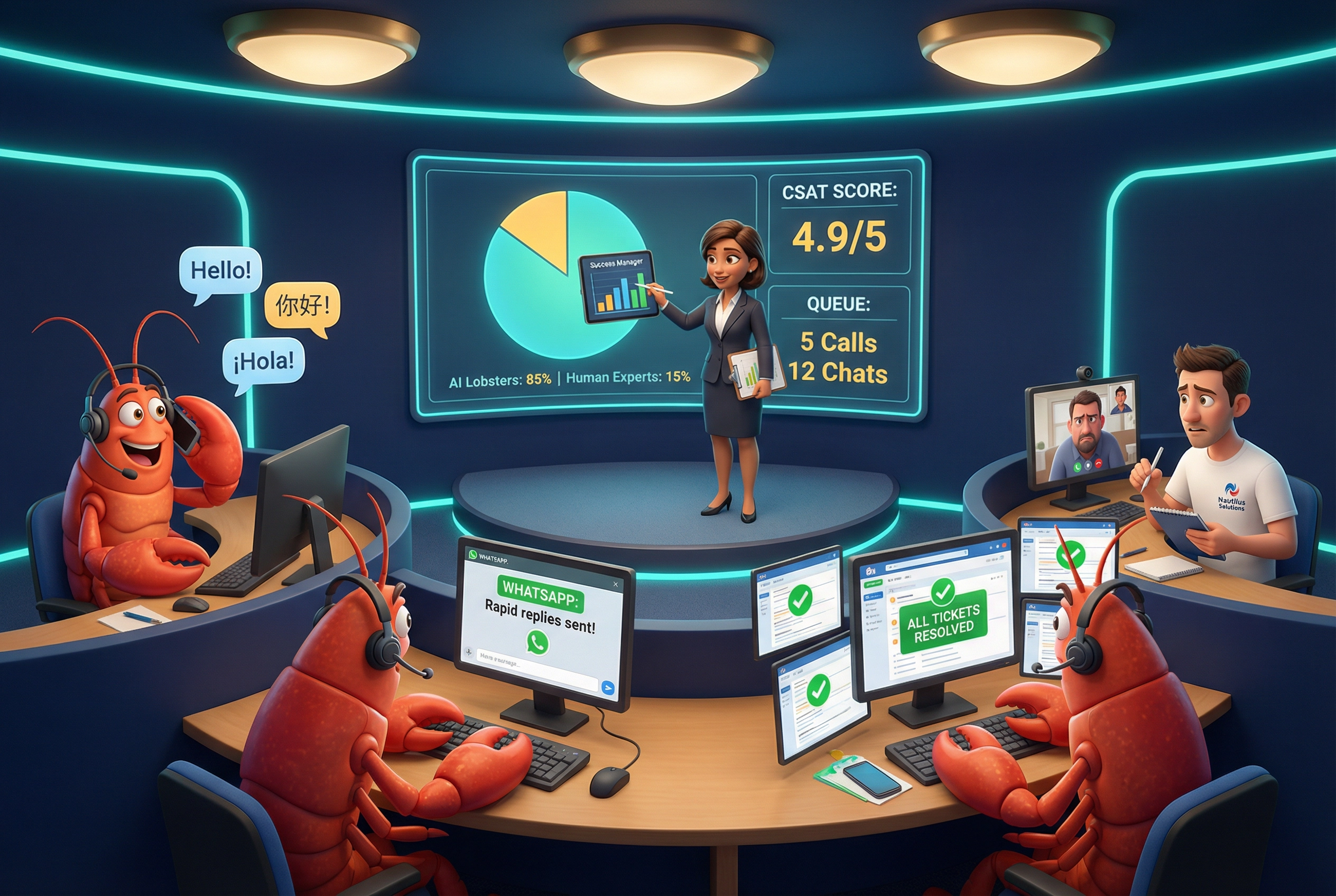 Callnovo AI龙虾与真人客服团队协作