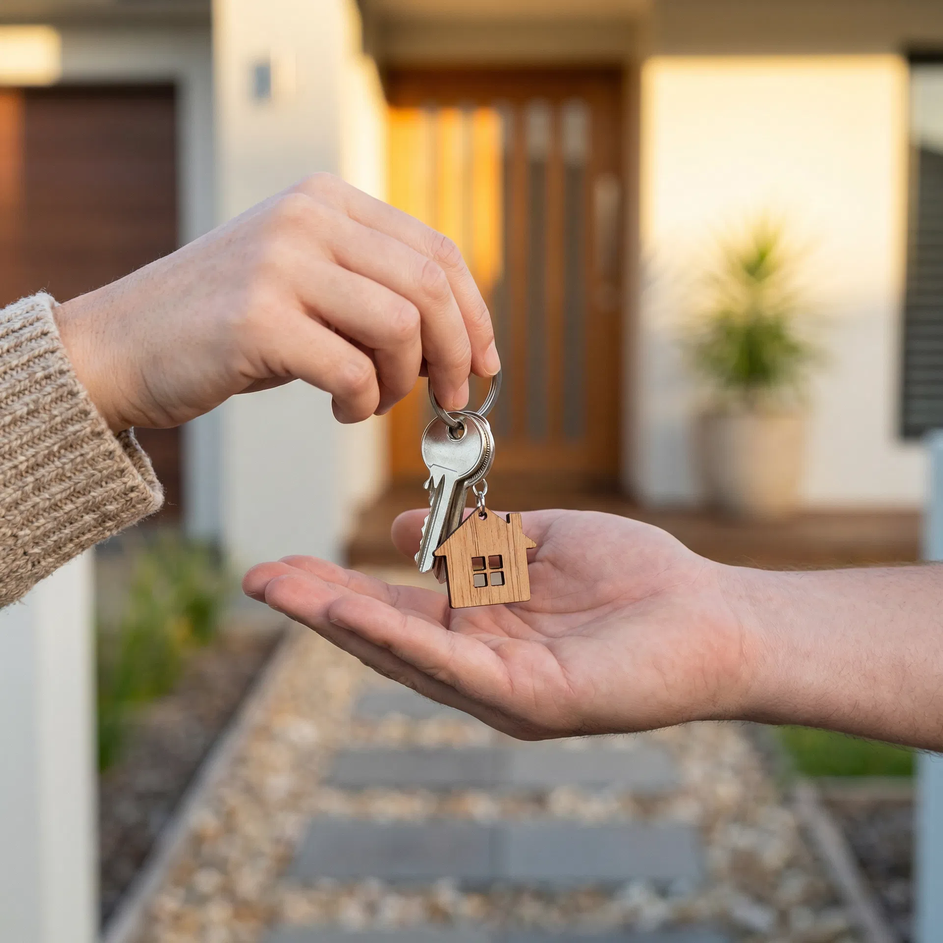 House keys being handed over representing successful home loan settlement